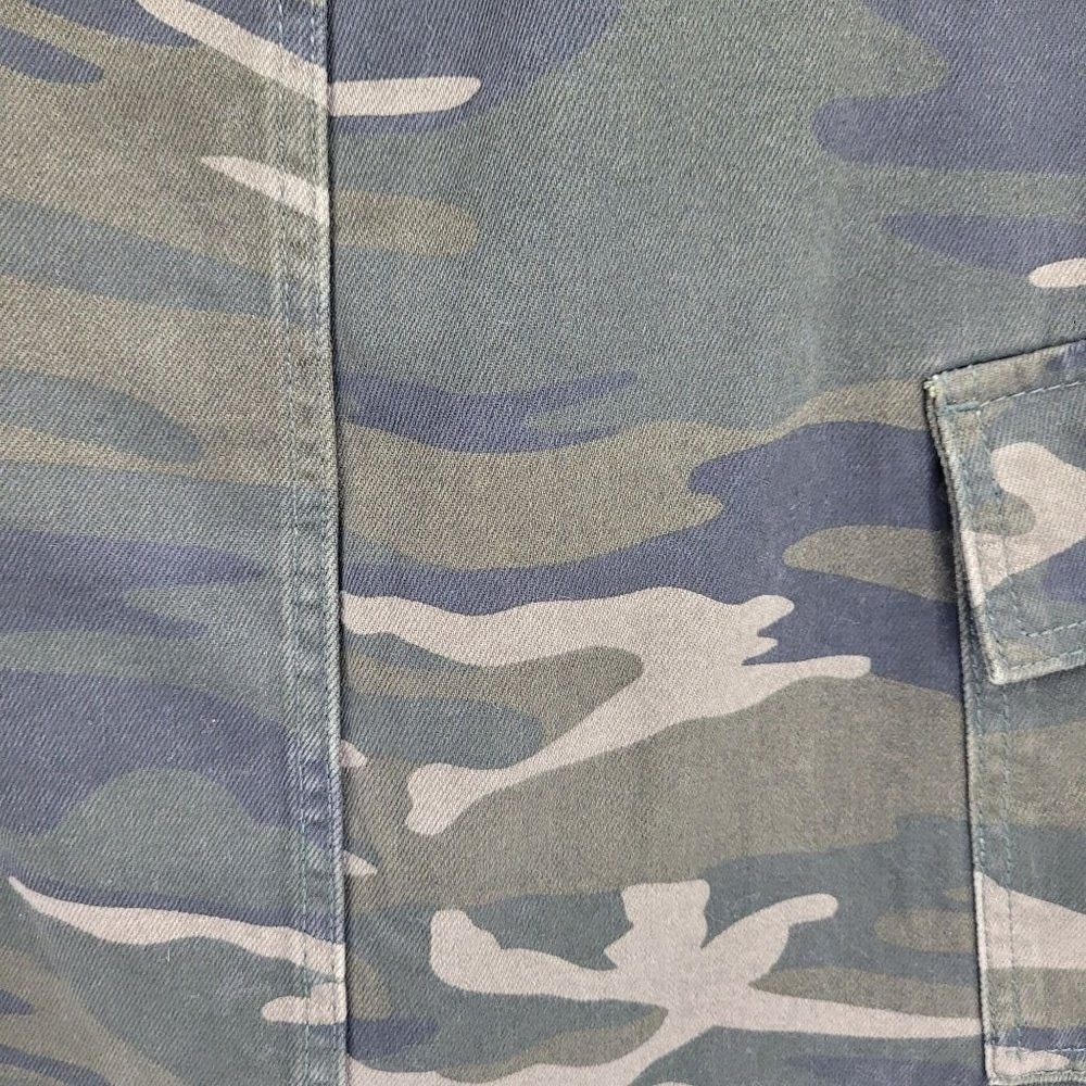 Top Shop Army Green Camo Mini Skirt Sz 6 Denim Cargo Military Streetwear Grunge - Picture 10 of 13